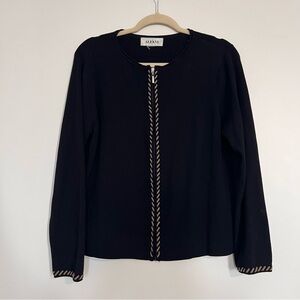 ALFANI Black Button Down with Tan Trim